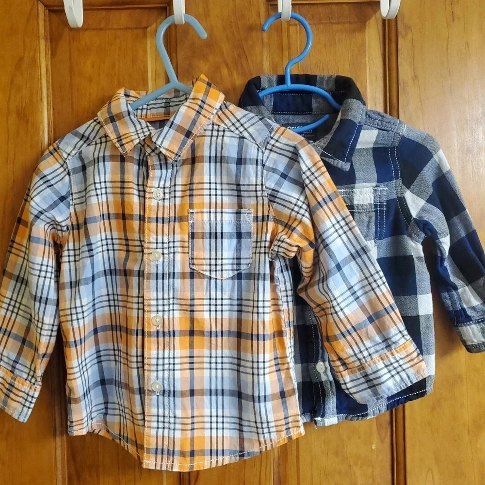 OshKosh B'gosh Carter's Toddler Boys Plaid Flannel Shirts Lot Sz 18M‎